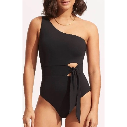 Женский цельный купальник на одно плечо